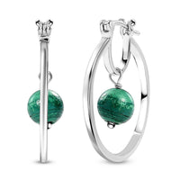 Karis African Malachite 10.20 ctw Earrings in Platinum Bond