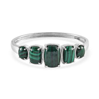 African Malachite Bangle Bracelet in Stainless Steel (6.50 In) 42.30 ctw