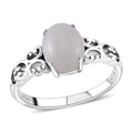 Natural Jade 4.00 ctw Solitaire Ring in Rhodium Over Sterling Silver (Size 10.0) - Sticky add to cart bar
