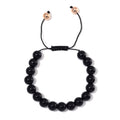 Black Obsidian Beaded Corded Adjustable Bracelet in 14K RG Over Copper (6.50-9.00In) 120.00 ctw - Sticky add to cart bar