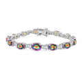 Nebula Quartz Doublet and Moissanite 19.60 ctw Art Deco Bracelet in Rhodium Over Sterling Silver (7.25 In) - Sticky add to cart bar