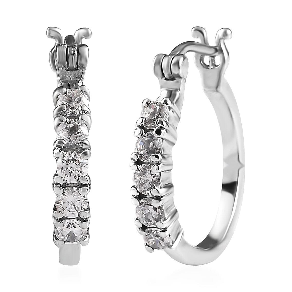 Simulated Diamond 2.00 ctw Hoop Earrings in Stainless Steel