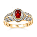 Mexican Cherry Fire Opal and Moissanite 0.55 ctw Ring in 18K Vermeil Yellow Gold Over Sterling Silver - Sticky add to cart bar