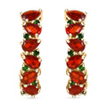 D'Joy Mexican Cherry Fire Opal and Chrome Diopside 1.85 ctw Art Deco Earrings in 18K Vermeil Yellow Gold Over Sterling Silver - Sticky add to cart bar
