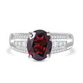 Mozambique Garnet, White Zircon Ring in Rhodium Over Sterling Silver (Size 10.0) 3.25 ctw - Sticky add to cart bar