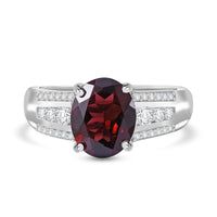 Mozambique Garnet, White Zircon Ring in Rhodium Over Sterling Silver (Size 10.0) 3.25 ctw