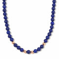 Lapis Lazuli Beaded Necklace 20 Inches in 14K RG Over Copper and Stainless Steel Lock 330.00 ctw - Sticky add to cart bar