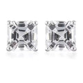 D'Joy Asscher Cut Lab Created White Sapphire 3.35 ctw Solitaire Stud Earrings in Sterling Silver - Sticky add to cart bar