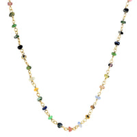 Multi Sapphire Necklace 17 Inches in 14K Yellow Gold Over Sterling Silver 9.30 ctw