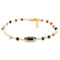 Black Onyx, Multi-Tourmaline Bracelet in 14K YG Over Sterling Silver (7.00 In) 5.25 ctw - Sticky add to cart bar