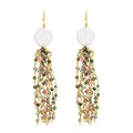 Mozambique Garnet, Freshwater Pearl Tassels Earrings in 14K YG Over Sterling Silver (7.50 g) 7.75 ctw - Sticky add to cart bar