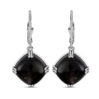 Golden Sheen Moonstone 16.00 ctw Dangling Earrings in Platinum Over Sterling Silver