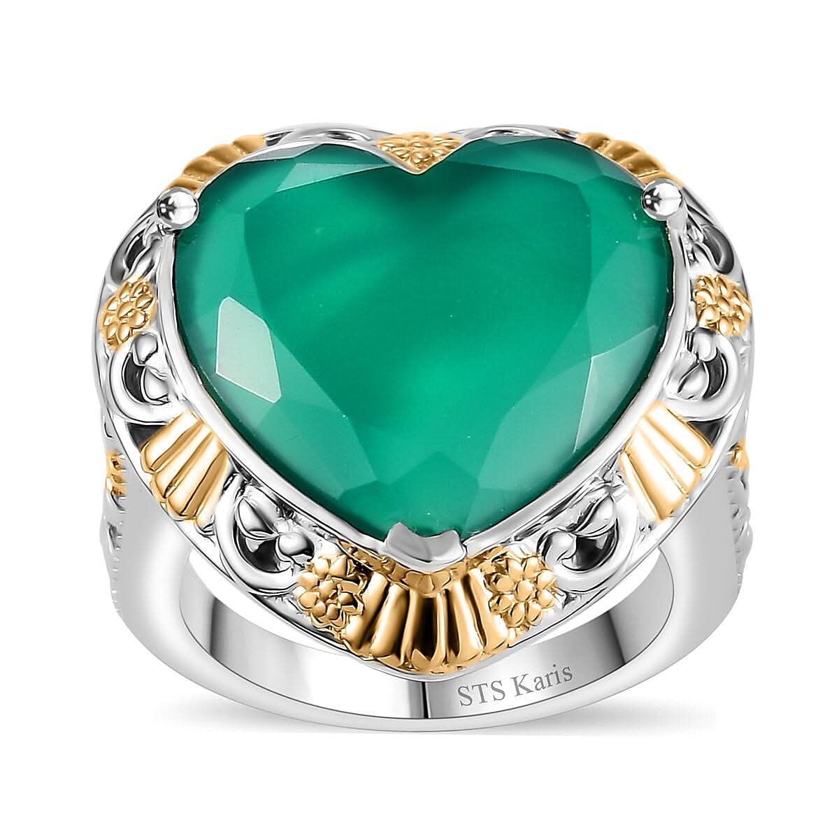 Karis Green Onyx Solitaire Ring in Platinum Bond (Size 10.0) 5.65 ctw