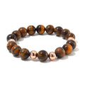Tigers Eye Beaded Stretch Bracelet in 14K RG Over Copper 110.00 ctw - Sticky add to cart bar