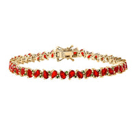 Mexican Cherry Fire Opal, Chrome Diopside Art Deco Bracelet in 18K Vermeil YG Over Sterling Silver (6.50 In) 6.50 ctw