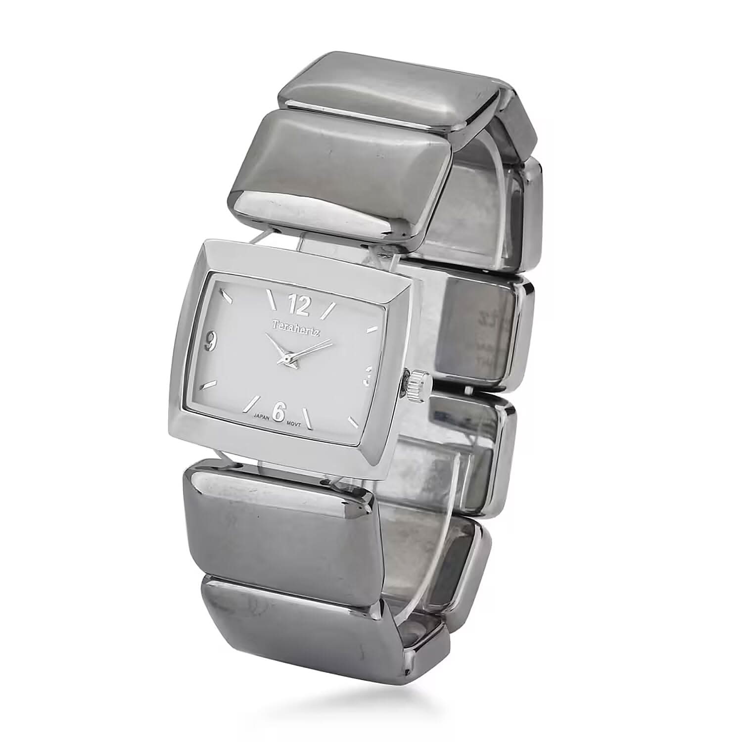 Terahertz 30x20mm Block Japanese Movement Stretch Bracelet Watch 430.00 ctw