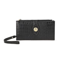 UNION CODE Black Croco Embossed Genuine Leather RFID Wallet with Button Closure - Sticky add to cart bar