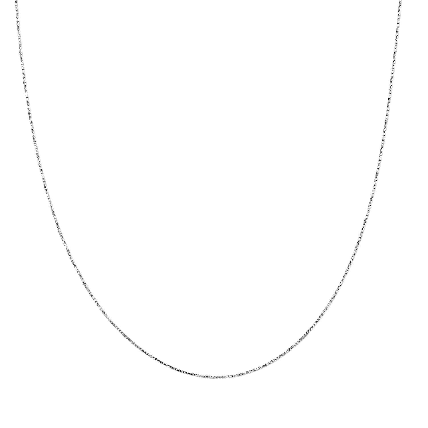 Rhodium Over Sterling Silver Box Chain 18 Inches 1.18 Grams