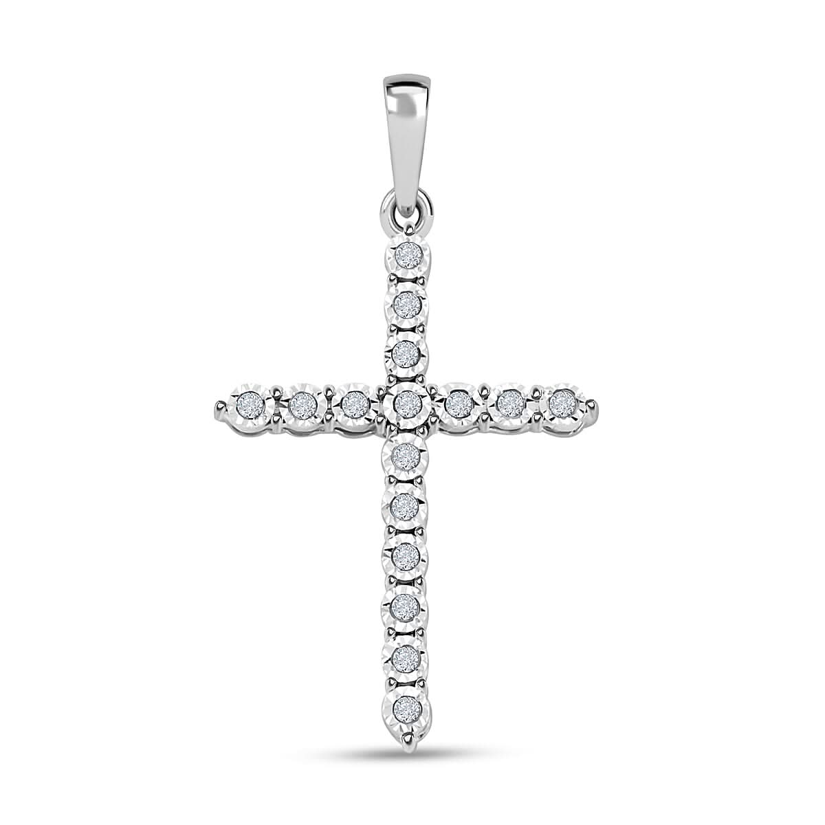 Diamond 0.10 ctw Cross Pendant without Chain in 10K White Gold