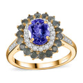 Tanzanite and Multi Gemstone 2.70 ctw Ring in 18K Vermeil Yellow Gold Over Sterling Silver (Size 7.0) - Sticky add to cart bar