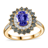 Tanzanite and Multi Gemstone 2.70 ctw Ring in 18K Vermeil Yellow Gold Over Sterling Silver (Size 7.0)