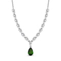Chrome Diopside and White Topaz 5.00 ctw Drop Necklace 20 Inches in Rhodium Over Sterling Silver - Sticky add to cart bar