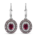 Orissa Rhodolite Garnet and Multi Gemstone 3.30 ctw Floral Double Halo Earrings in Rhodium Over Sterling Silver - Sticky add to cart bar