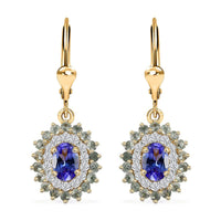 TLV Tanzanite, Multi Gemstone Lever Back Earrings in 18K Vermeil YG Over Sterling Silver 2.00 ctw