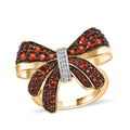 Karis Mozambique Garnet, White Zircon Bow Knot Ring in 18K YG Plated (Size 10.0) 1.15 ctw - Sticky add to cart bar