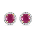 Certified & Appraised Luxoro 10K Yellow Gold AAA Montepuez Ruby, Diamond (I2) (0.22 cts) Earrings 2.40 ctw - Sticky add to cart bar