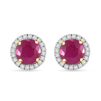 Certified & Appraised Luxoro 10K Yellow Gold AAA Montepuez Ruby, Diamond (I2) (0.22 cts) Earrings 2.40 ctw