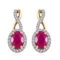 Certified & Appraised Luxoro AAA Montepuez Ruby and G-H I2 Diamond 2.50 ctw Earrings in 10K Yellow Gold - Sticky add to cart bar