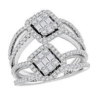 Doorbuster Deal Clarte Disco Collection Moissanite Ring in Platinum Over Sterling Silver (Size 10.0) 1.40 ctw