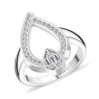 Clarte Vera Collection Moissanite Ring in Platinum Over Sterling Silver (Size 10.0) 0.45 ctw
