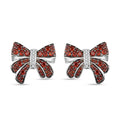 Karis Mozambique Garnet and White Zircon 2.30 ctw Bow Knot Earrings in Platinum Bond - Sticky add to cart bar