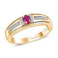 Premium Mozambique Pink Sapphire, Moissanite Men's Ring in 18K Vermeil YG Over Sterling Silver (Size 10.0) 0.40 ctw - Sticky add to cart bar