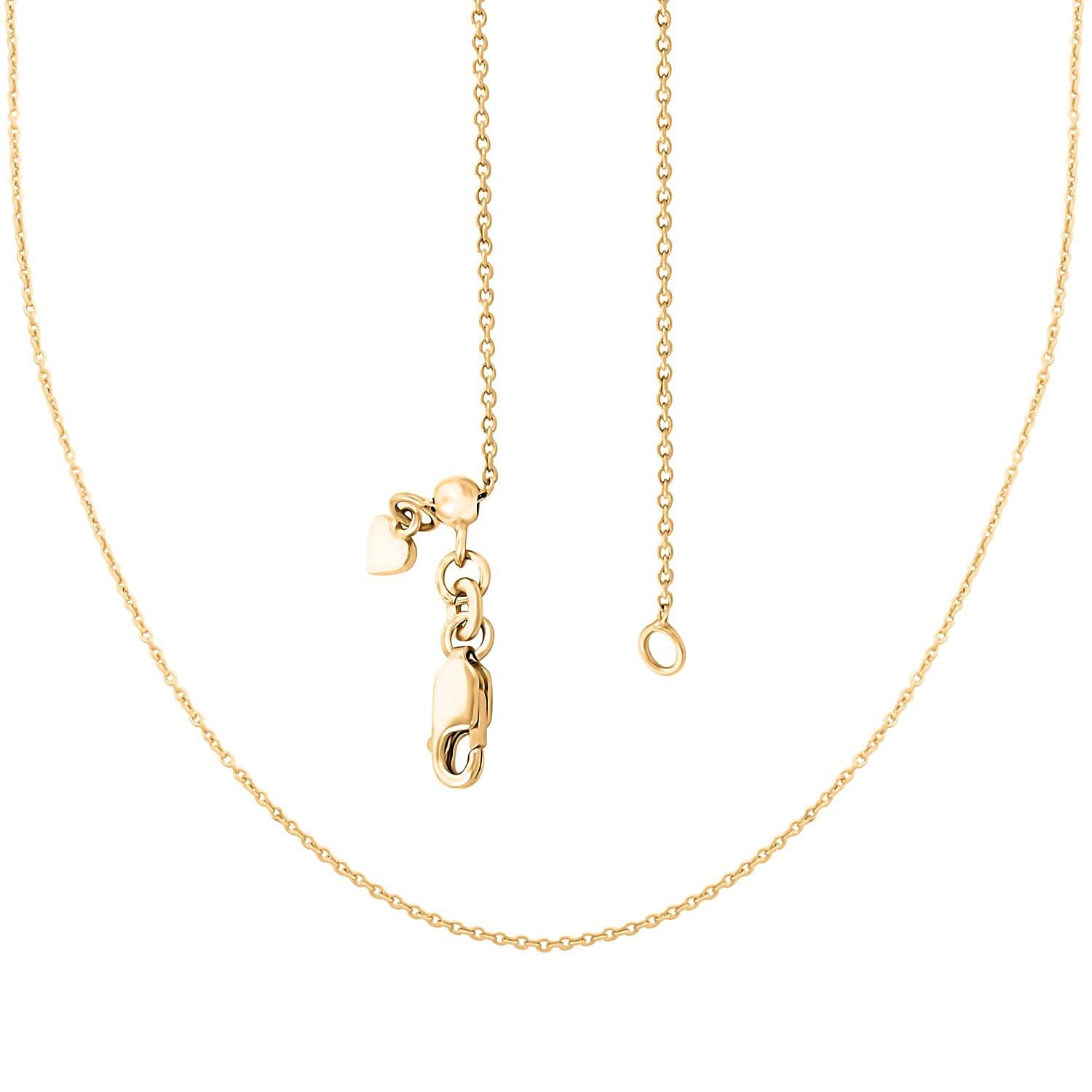 Cable Chain Adjustable Necklace in 14K Yellow Gold Over Sterling Silver 2.60 Grams 24 Inches