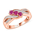 Premium Mozambique Pink Sapphire, Diamond (0.20 cts) Ring in 18K Vermeil RG Over Sterling Silver (Size 10.0) 0.65 ctw - Sticky add to cart bar