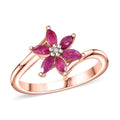 Premium Mozambique Pink Sapphire, Diamond Floral Ring in 18K Vermeil RG OverSterling Silver (Size 10.0) 0.60 ctw - Sticky add to cart bar