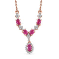 D'Joy Premium Mozambique Pink Sapphire and White Zircon 1.55 ctw Floral Cascade Necklace in 18K Vermeil Rose Gold Over Sterling Silver 18 Inches - Sticky add to cart bar