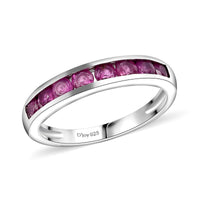 Premium Mozambique Pink Sapphire Ring in Rhodium Over Sterling Silver (Size 10.0) 0.85 ctw