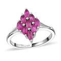 Premium Mozambique Pink Sapphire Cluster Ring in Rhodium Over Sterling Silver (Size 10.0) 1.00 ctw - Sticky add to cart bar