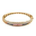 Clarte Prisma Collection Multi Sapphire, Moissanite Bangle Bracelet in Vermeil YG Over Sterling Silver (6.50 In) 5.15 ctw - Sticky add to cart bar
