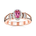 Luxoro AAA Mahenge Spinel, I2 Natural Champagne and White Diamond 0.70 ctw Ballerina Ring in 10K Rose Gold (Size 6.0) - Sticky add to cart bar