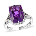 African Amethyst, Brown and White Zircon Ring in Rhodium Over Sterling Silver (Size 8.0) 7.00 ctw - Sticky add to cart bar