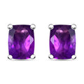 Premium Mashamba Amethyst 2.85 ctw Solitaire Stud Earrings in Rhodium Over Sterling Silver - Sticky add to cart bar