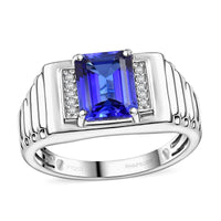 Rhapsody 950 Platinum AAAA Tanzanite, Diamond (E-F, VS2) Men's Ring (Size 10.0) (10.18 g) 2.90 ctw