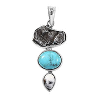 D'Joy Artisan Crafted Rough Cut Marvelous Meteorites and Multi Gemstone 3.15 ctw Pendant without Chain in Sterling Silver