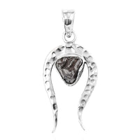 Artisan Crafted Rough Cut Marvelous Meteorite Comet Pendant in Black Oxidized Sterling Silver