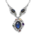 Karis Malagasy Labradorite and Multi Gemstone 19.60 ctw Celestial Garden Necklace in Platinum Bond 18 Inches - Sticky add to cart bar
